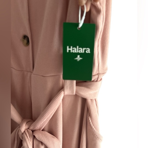 HALARA‎ Ribbed Asymmetric Neck Sleeveless Button Belted Wide Leg Casual Jumpsuit - Picture 7 of 13